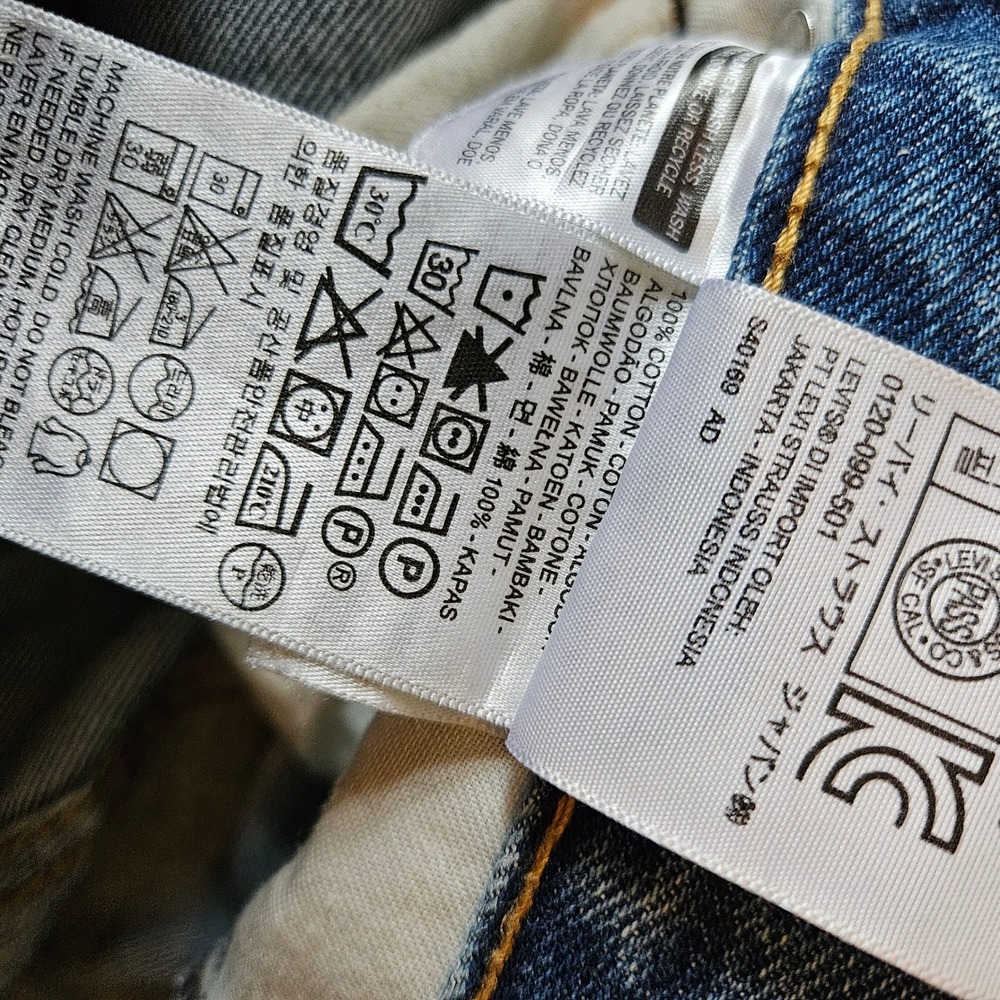 Levi's 505 Straight Leg Jeans S 32x32 Blue Wash Denim - Picture 6 of 7